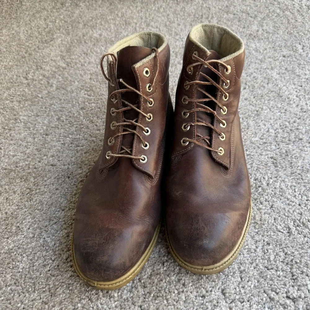 Timberland Combat Boots Mens Size 13 Brown Leather Lace Up Ankle Work Casual